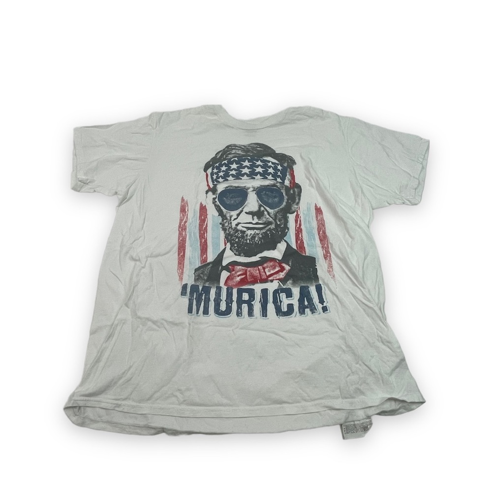 Murica Abraham Lincoln bandanna with sun glasses modern day t shirt